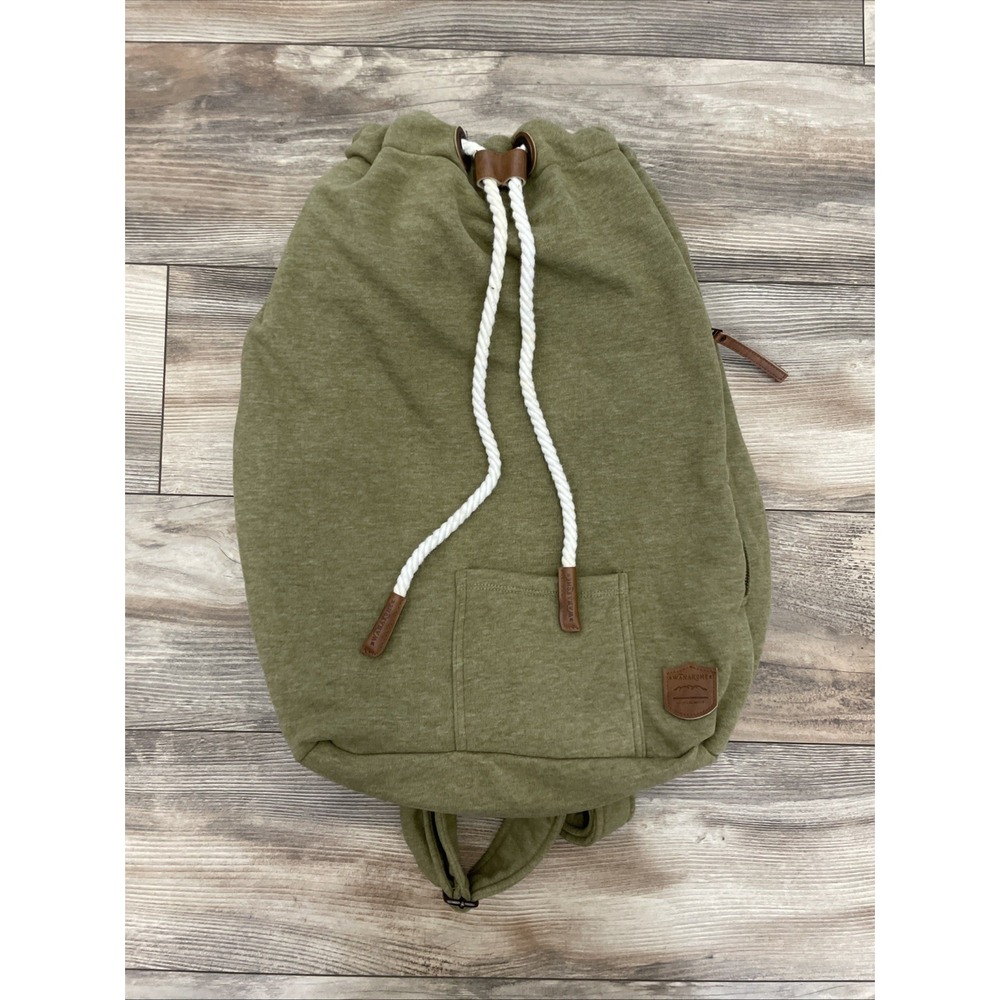 Wanakome Olive Green Draw String Jersey Backpack Womens Medium